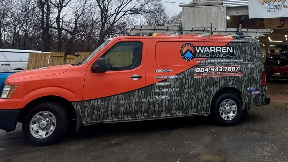 Warren Mechanical's actual branded service van, photographed by the company